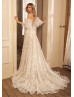 Strapless Lace Tulle Beaded Wedding Dress With Detachable Sleeves